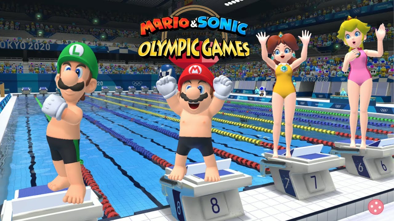 Swimming 100m (Hard) Mario & Sonic At The Olympic Games Tokyo 2020 Luigi Mario Daisy +++ Gameplay NS