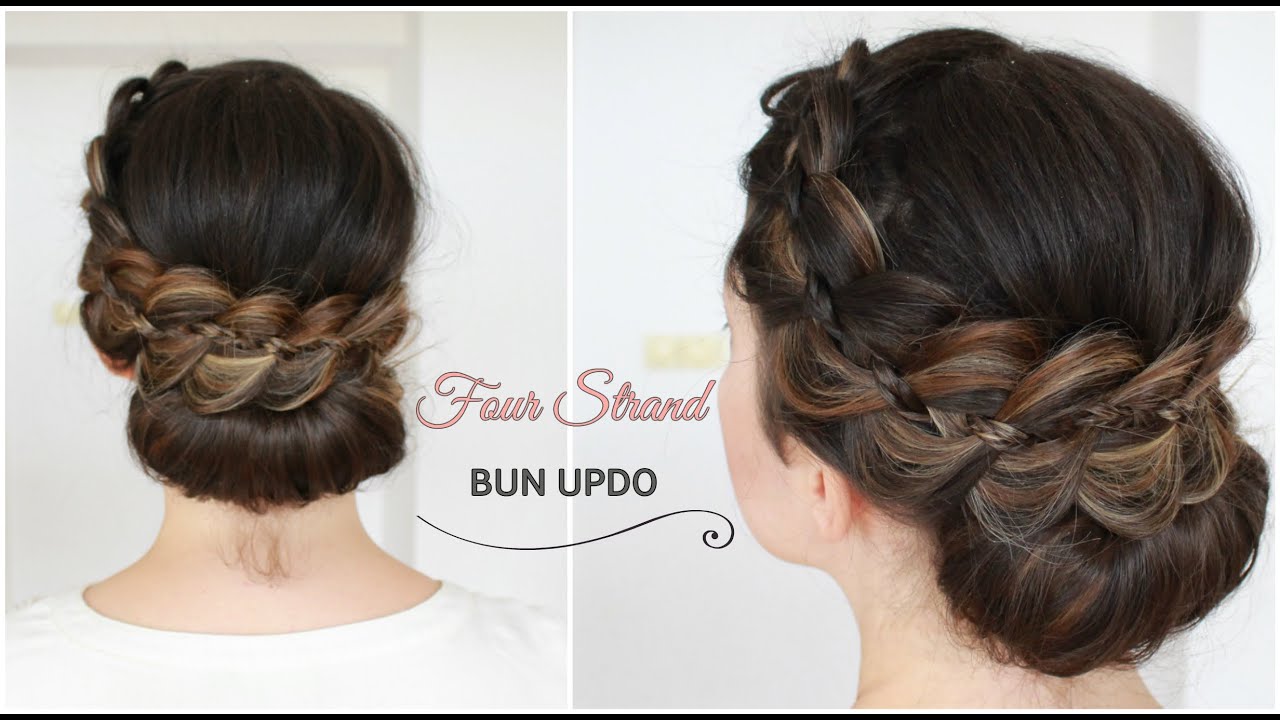 DIY Four Strand Hairband Bun Updo | Bridal Hairstyle