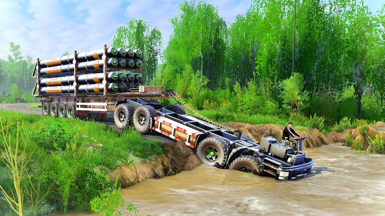 TENSIONARY SECONDS! Heavy-Laden Truck Nearly Sinks