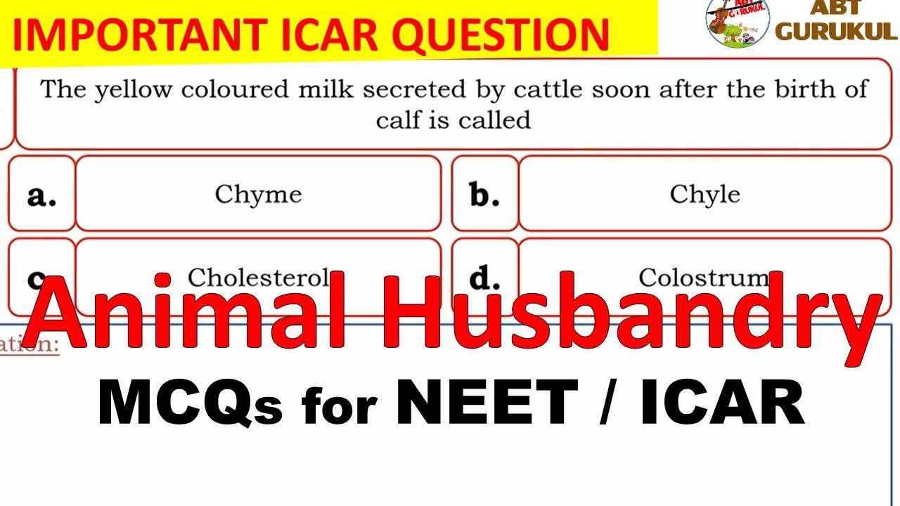NEET / ICAR MCQs Animal Husbandry | Animal Husbandry MCQs for NEET & ICAR | ABT Gurukul