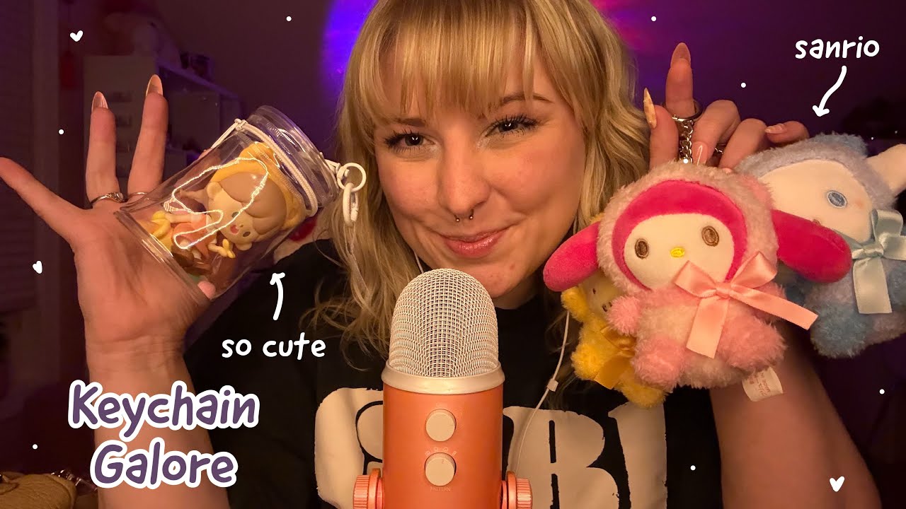 ASMR My Keychain Trinket Collection! Rambling, Mouth Sounds, Scratching and Tapping ✨🩷