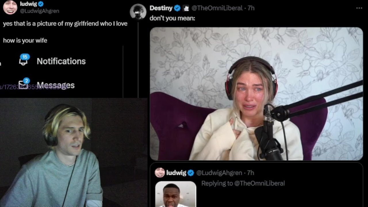 xQc reacts to Drama Between Destiny & Ludwig on Twitter