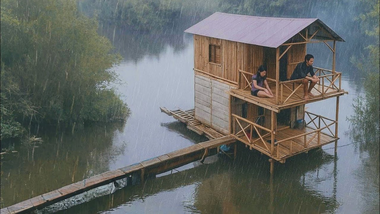 Camping hujan deras🌧🌫🌧3 hari berburu ikan di sungai bermalam di rumah terapung