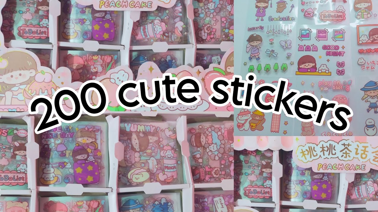 unboxing the cute kawaii 200 stickers useful for journal book 🎀