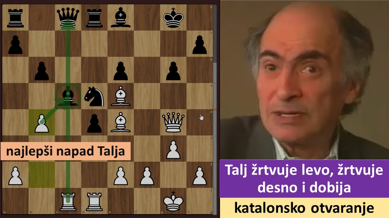 Najlepši napad Talja - žrtvuje levo, žrtvuje desno i dobija - katalonsko otvaranje