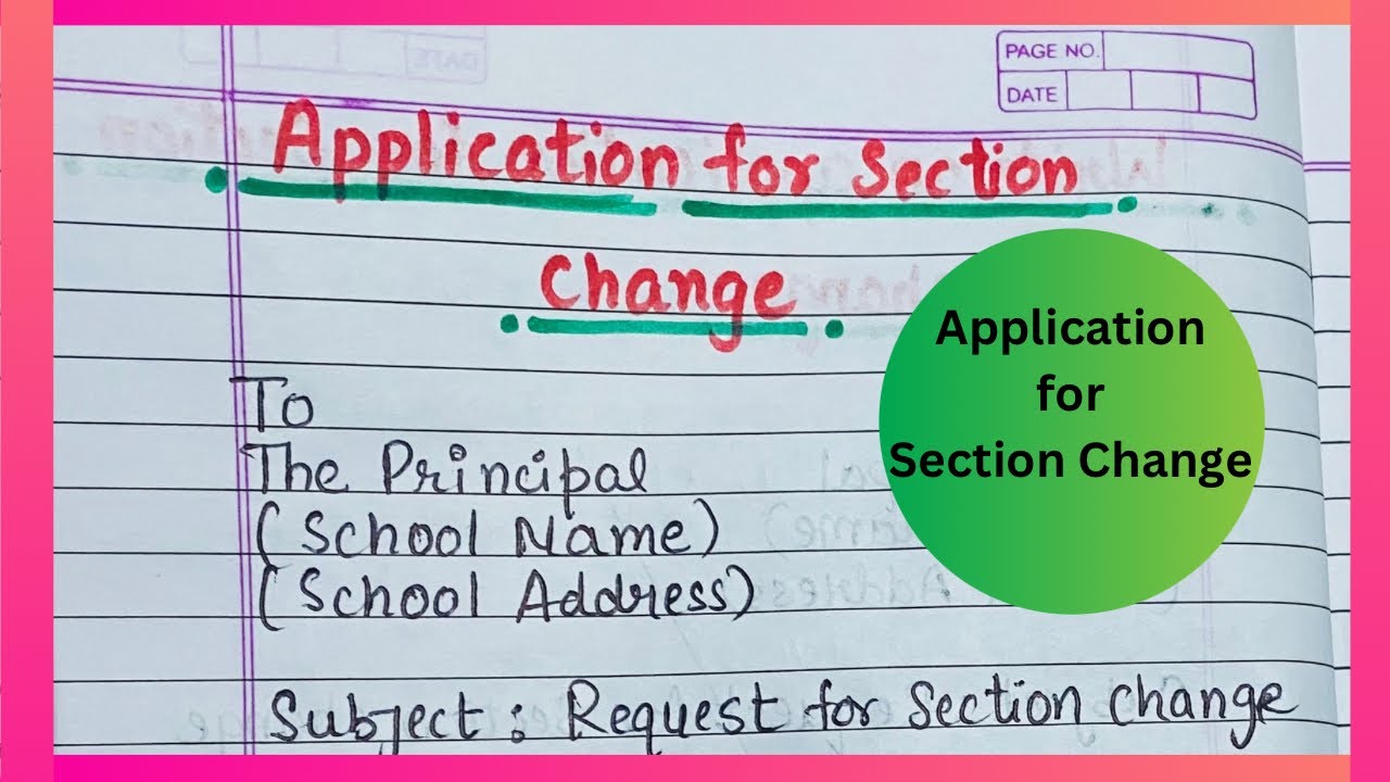 How to Write an Application To Principal for Section Change In English | Section Change Application