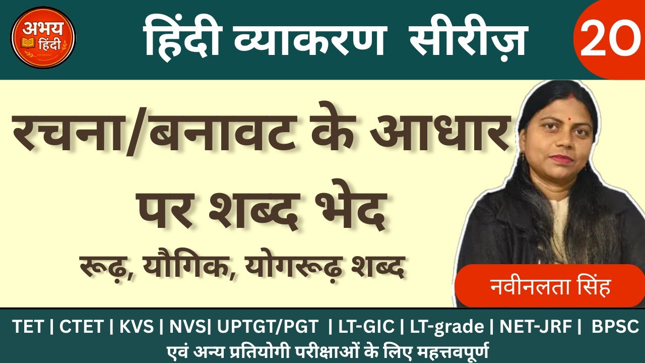 रचना/बनावट के आधार पर शब्द भेद | शब्द परिचय | हिंदी व्याकरण सीरीज | नवीनलता सिंह | Naveenlata Singh