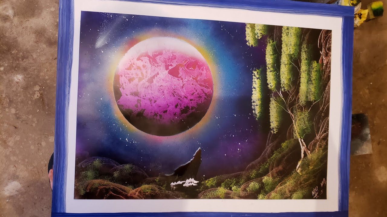 como pintar un paisaje de un lobo spray pain arte spray paint