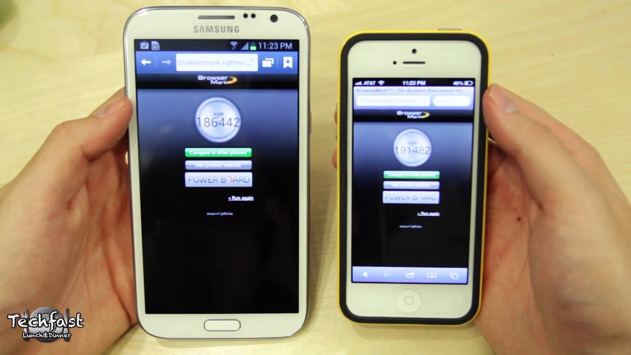Apple iPhone 5 vs Samsung Galaxy Note 2 (II) Speedtest!