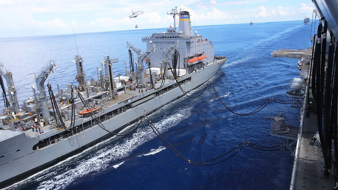 US Navy Ships Conduct Replenishment at Sea