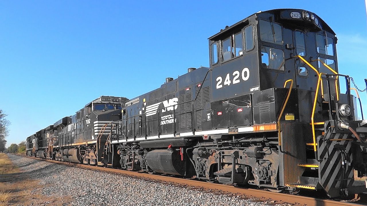 EMD MP15 Switcher On Norfolk Southern Mixed Freight Train