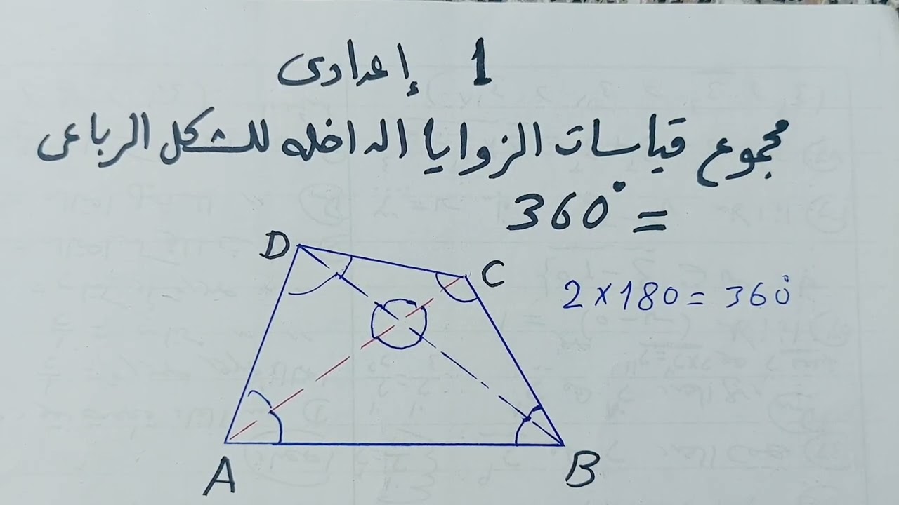 تفسير ليه مجموع قياسات الرباعي =360 درجه و ليه منعملش مثلثات كتيره داخل الشكل  