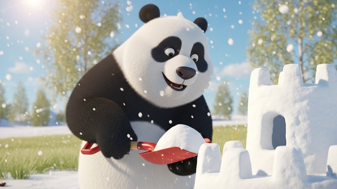 Панда и его друзья строят снежный замок 🐼❄️🏰 | Мультфильм для детей и весёлые зимние приключения