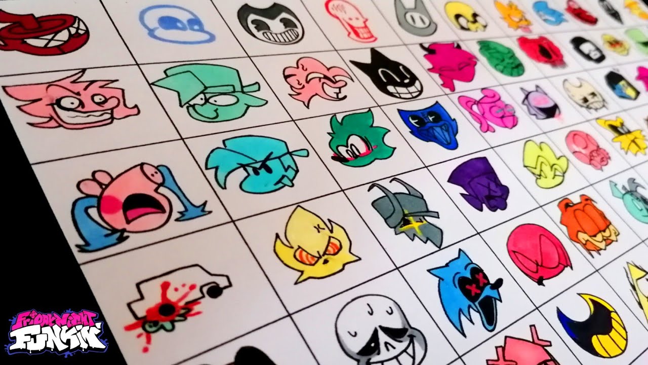DIBUJO (💯 ÍCONOS 🥵 ) de Salud de FRIDAY NIGHT FUNKIN | drawing 100 healt icons from fnf | RETO