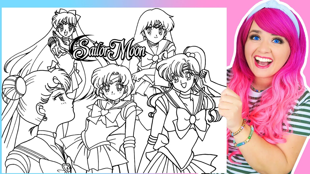 Coloring Sailor Moon All Sailor Scouts | Sailor Moon, Mars, Jupiter, Venus & Mercury Coloring Pages