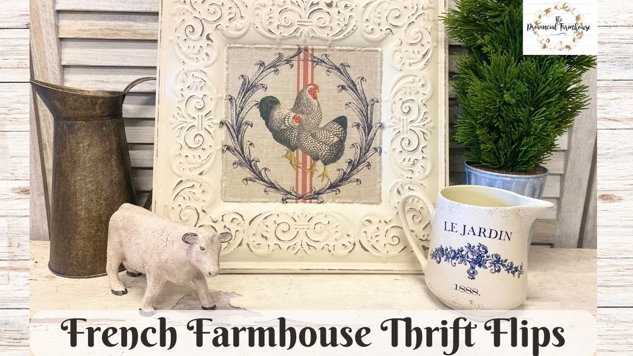 French Farmhouse Thrift Flips using Decoupage & IOD Transfers | Primitive Budget Friendly DIY Decor