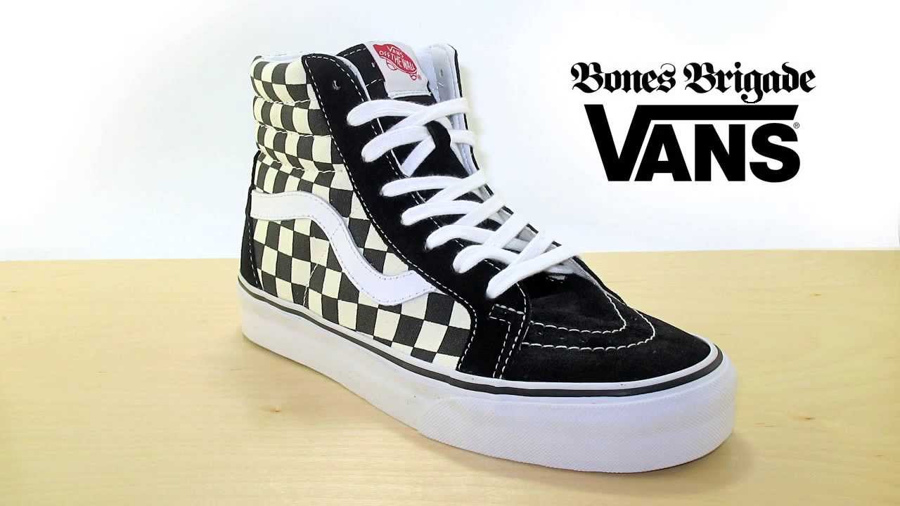 VANS BONES BRIGADE SK8 HI RE-ISSUE BLACK/WHITE CHECK SKATE SHOE