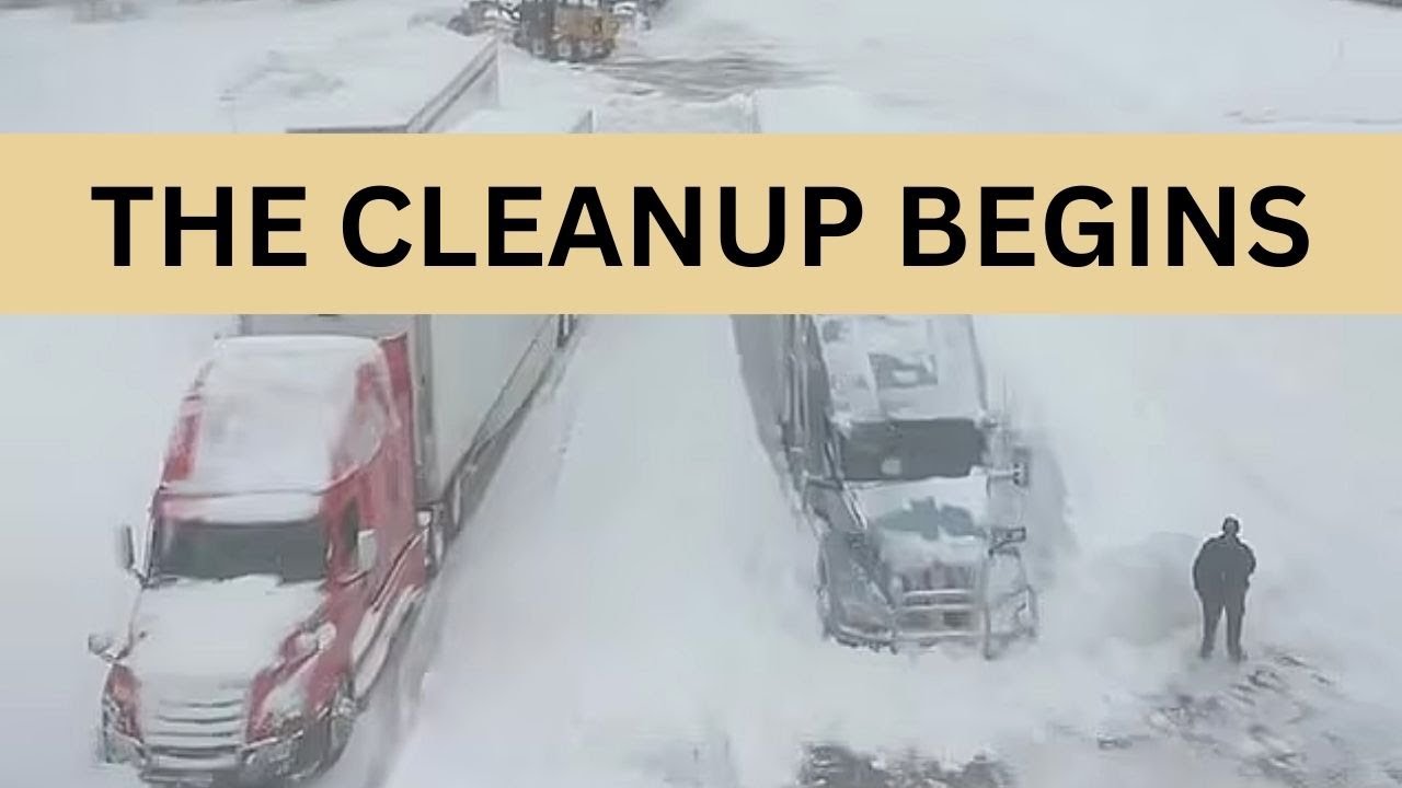 The Cleaning After CA Utah Blizzard as Semi Trucks Are Stuck in Snow