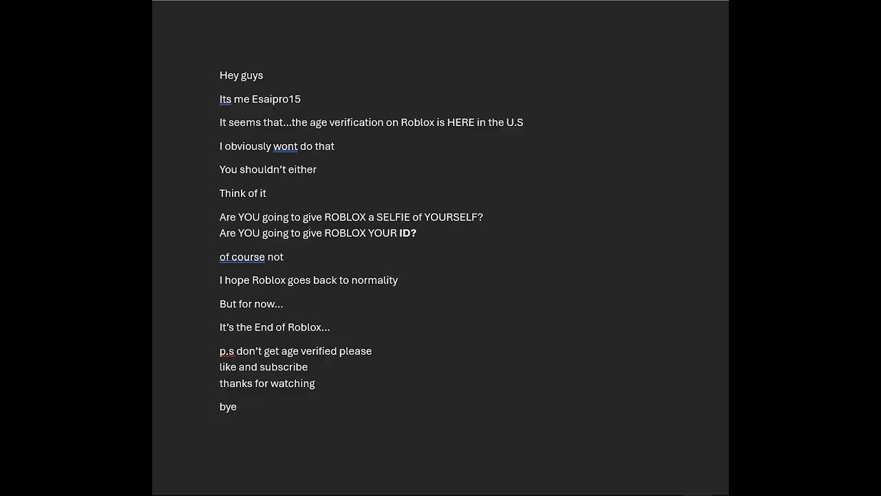 BAD NEWS Roblox Players...