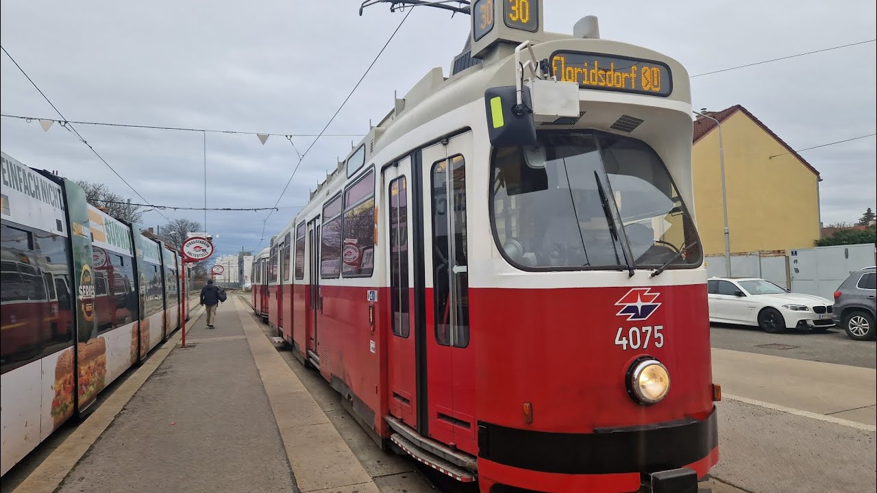 Straßenbahn Wien | Mitfahrt in der kompletten 30 von Stammersdorf bis S+U Floridsdorf im E2 4075