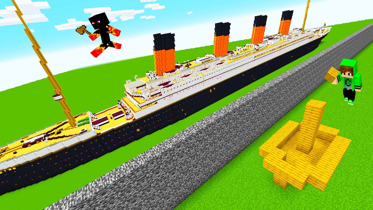Trolei na BATALHA DE CONSTRUÇÃO com TITANIC PRONTO no MINECRAFT
