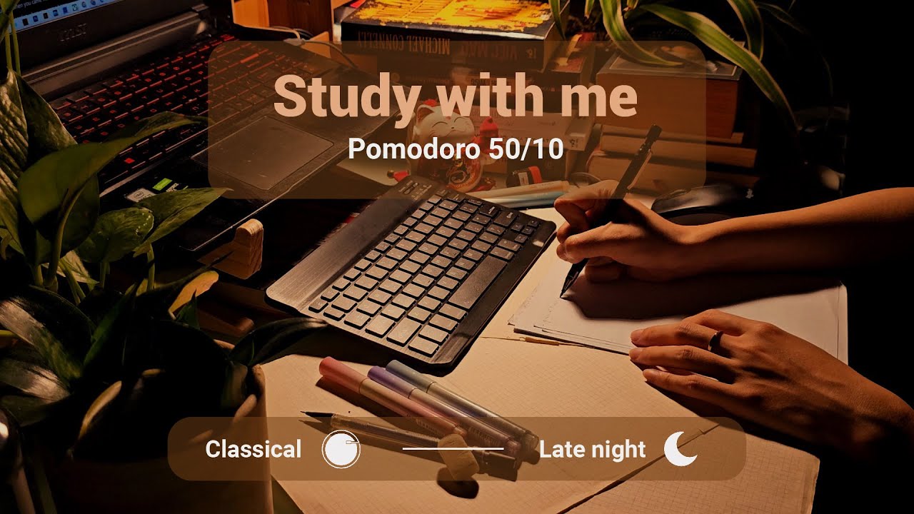 Study with me 2 Hours late at night 🌙| Pomodoro 50/10,  deep focus🧠