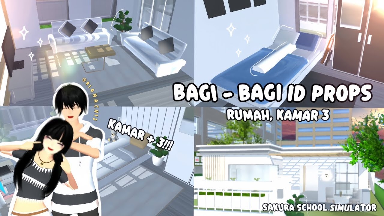 ||゜✭・Rumah kamar 3!! 🏠ll Bagi - bagi ID props || sakura school simulator ✨🍥