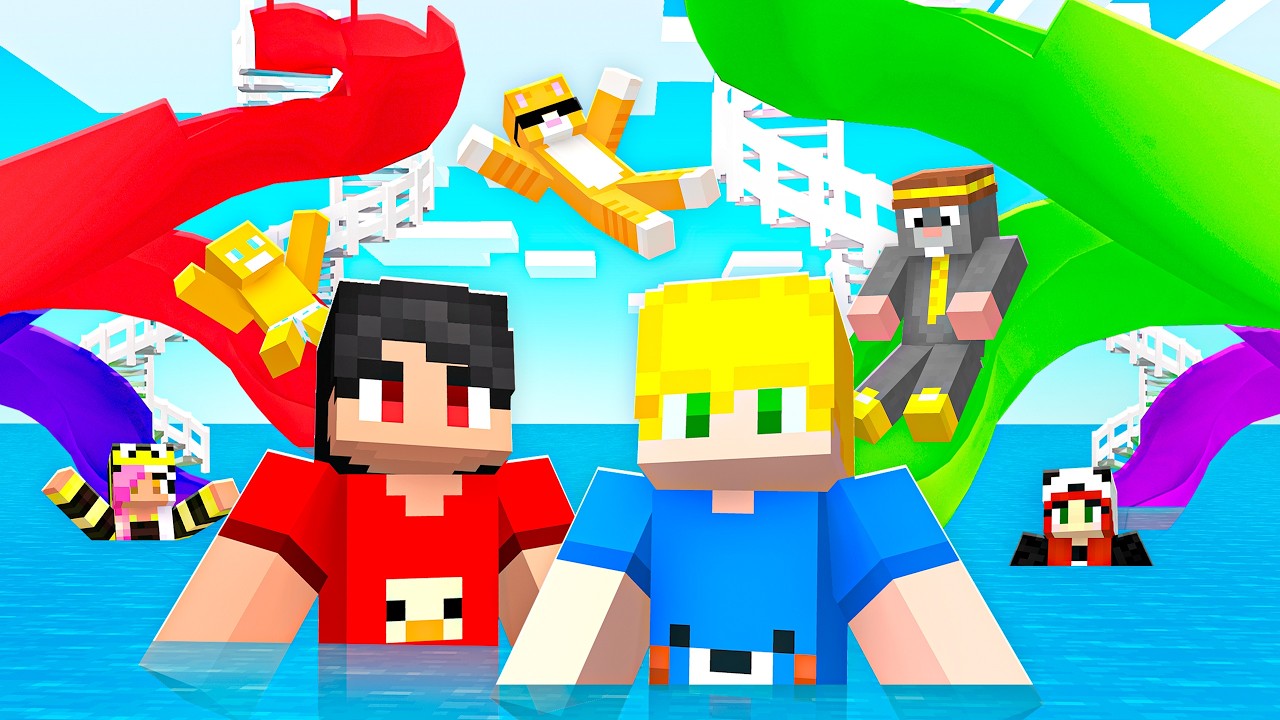 Passamos a Noite em um Parque Aquático no Minecraft!