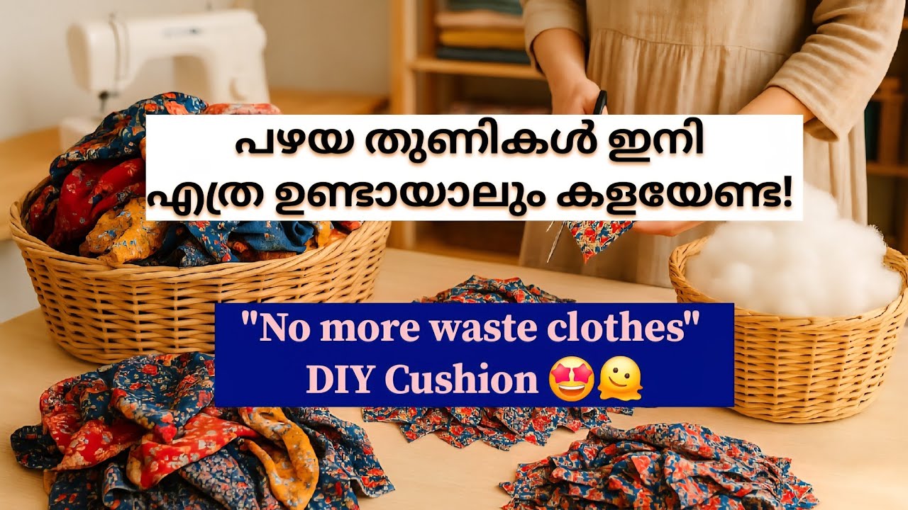 പഴയ തുണികൾക്ക് ഇത്രക്ക് ഉപയോഗമോ | Easy Cushion Tutorial Malayalam 