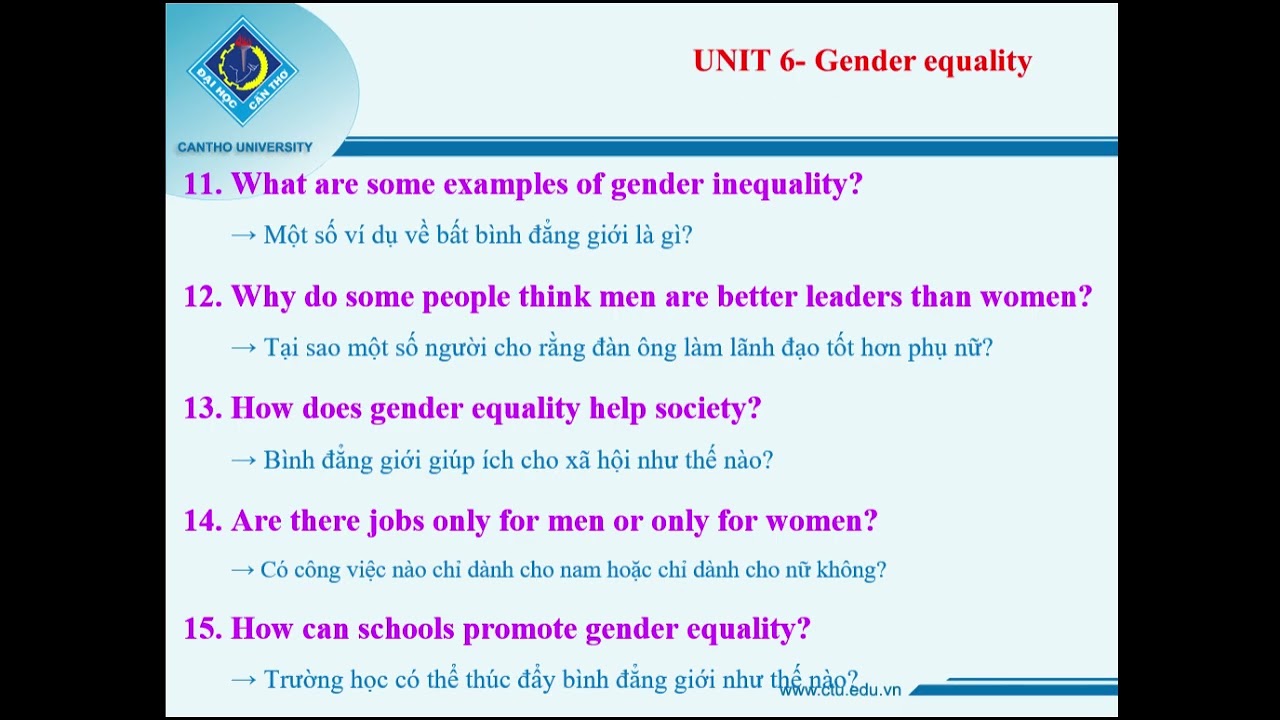 Speaking- Listening- unit 6- Gender Equality - grade 10- Global Success