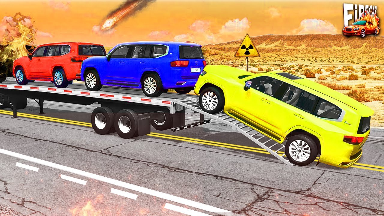 Truck + Trailer vs Speed Bumps – Realistic Physics Crashes (BeamNG.Drive) 🚆💥