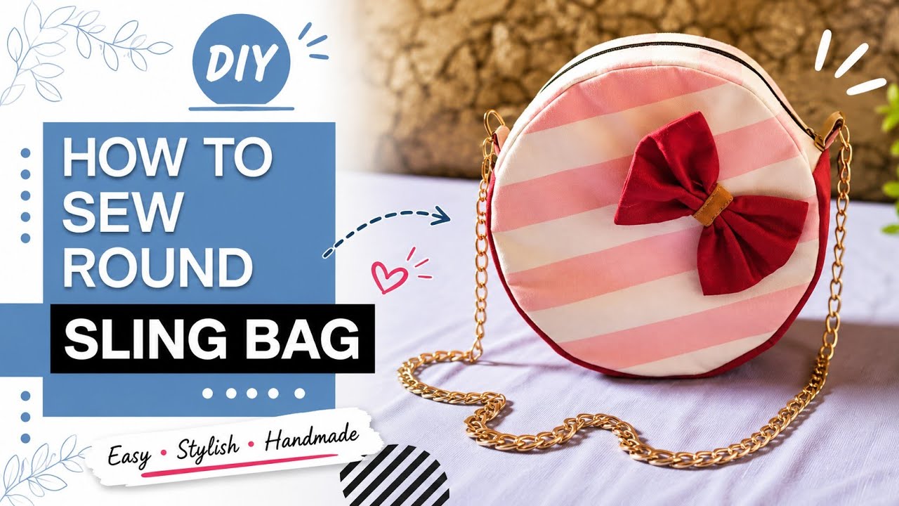 DIY Round Sling Bag | Round Purse Bag Tutorial | DIY Crossbody Bag
