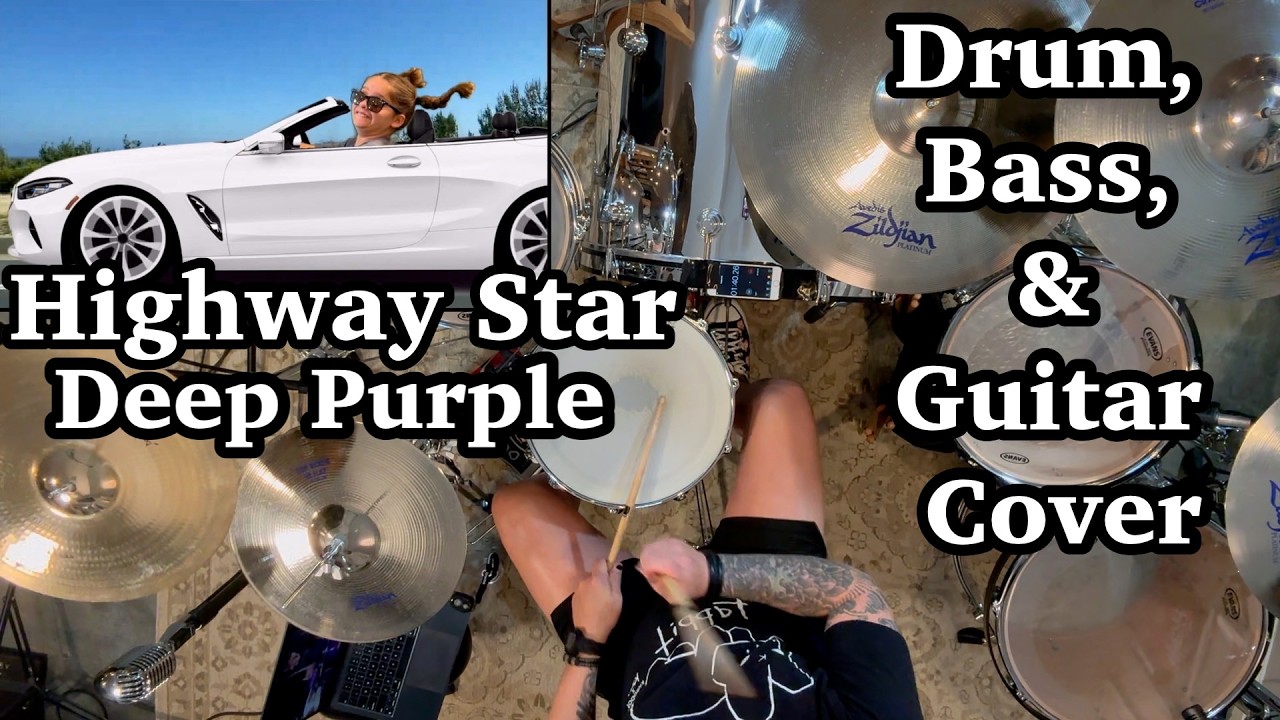 highway star ~ deep purple ~ drum, bass & guitar cover ~ adam jones