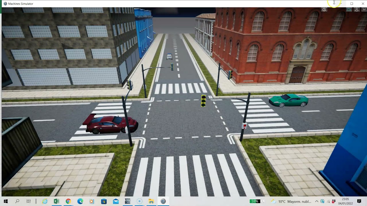 4# PLC Logo cruce calle cuatro semáforos. (MACHINE SIMULATOR)