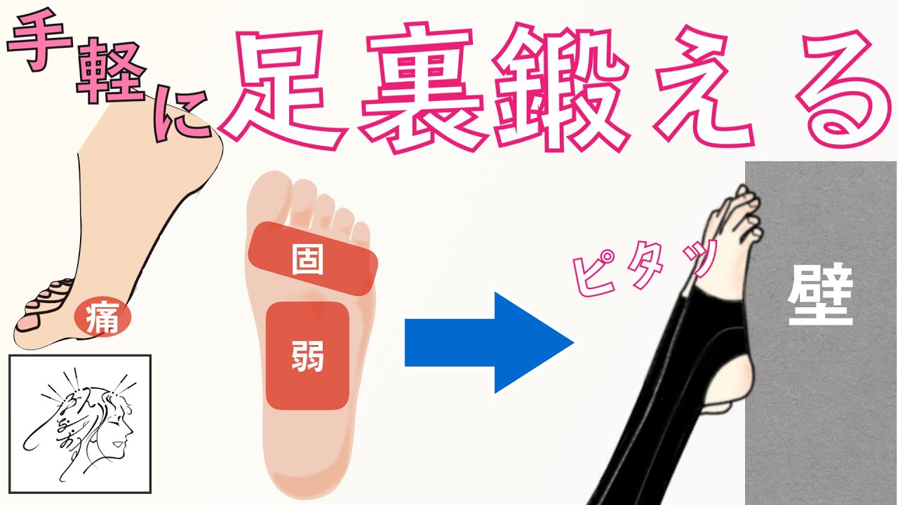【足裏鍛える】壁にピタッと足をつけるだけの内在筋トレーニング｜浮き指対策