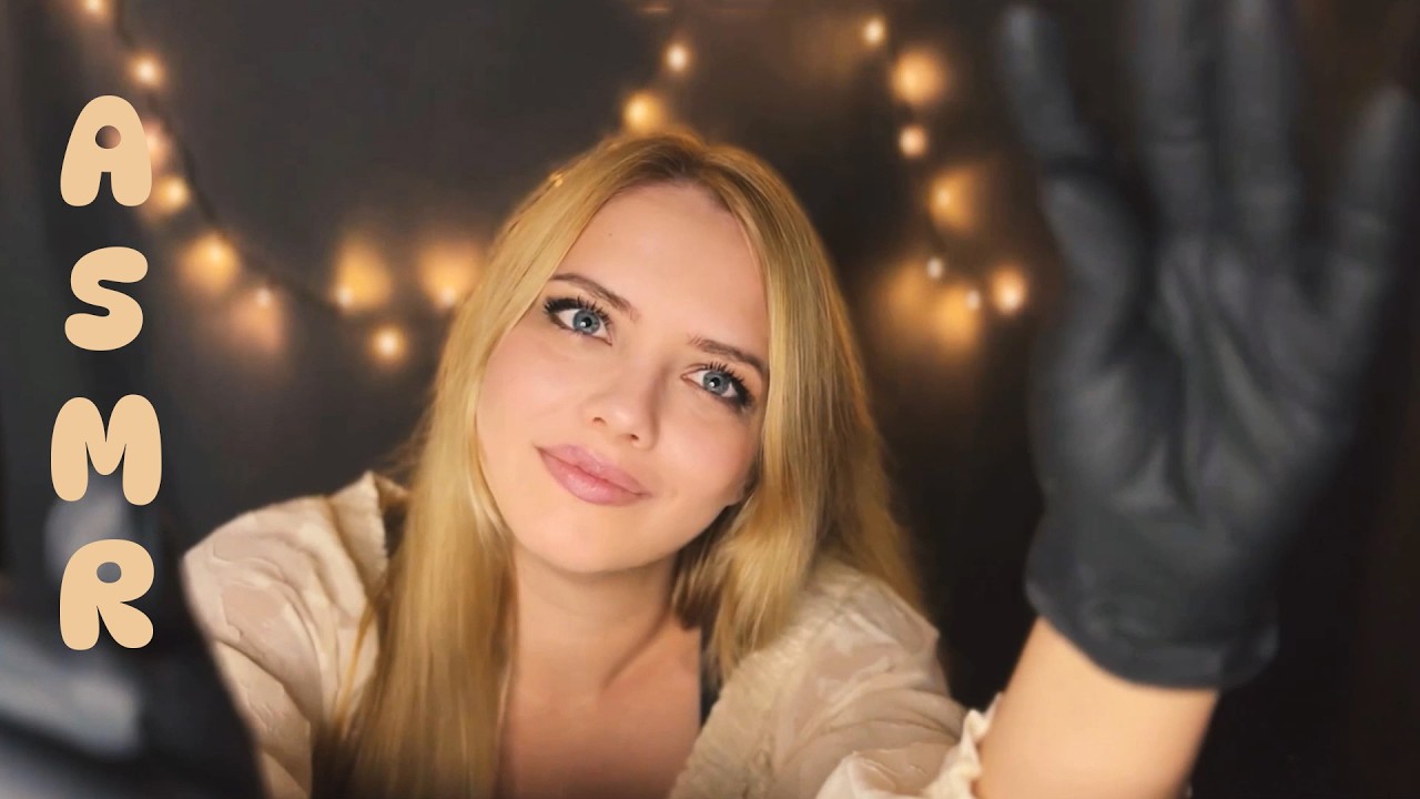 ASMR Soft Delicate Massage in Latex Gloves. Foam Massage. Slow Paced Relaxing Tingles