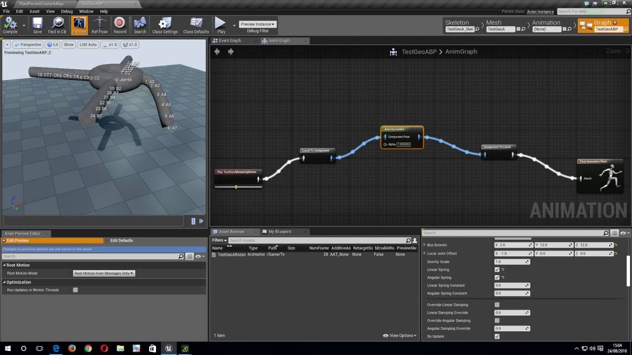 UE4 Skeletal Controls : Anim Dynamics