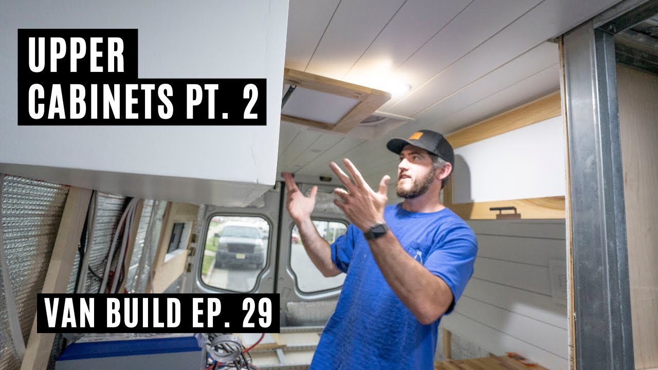 Installing and Finishing the Upper Cabinets - Gas Struts - Part 2 - Van build Ep: 29