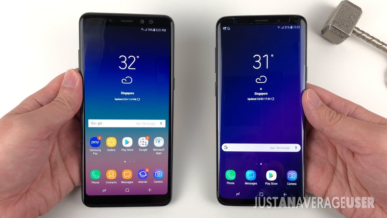 Samsung S9+ vs A8+ 2018 Speed Test!