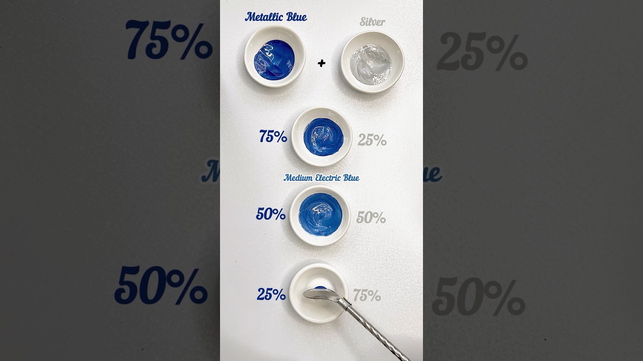Acrylic Color Mixing: Mixing Metallic Blue and Silver #colormixing #paintmixing #art #colors