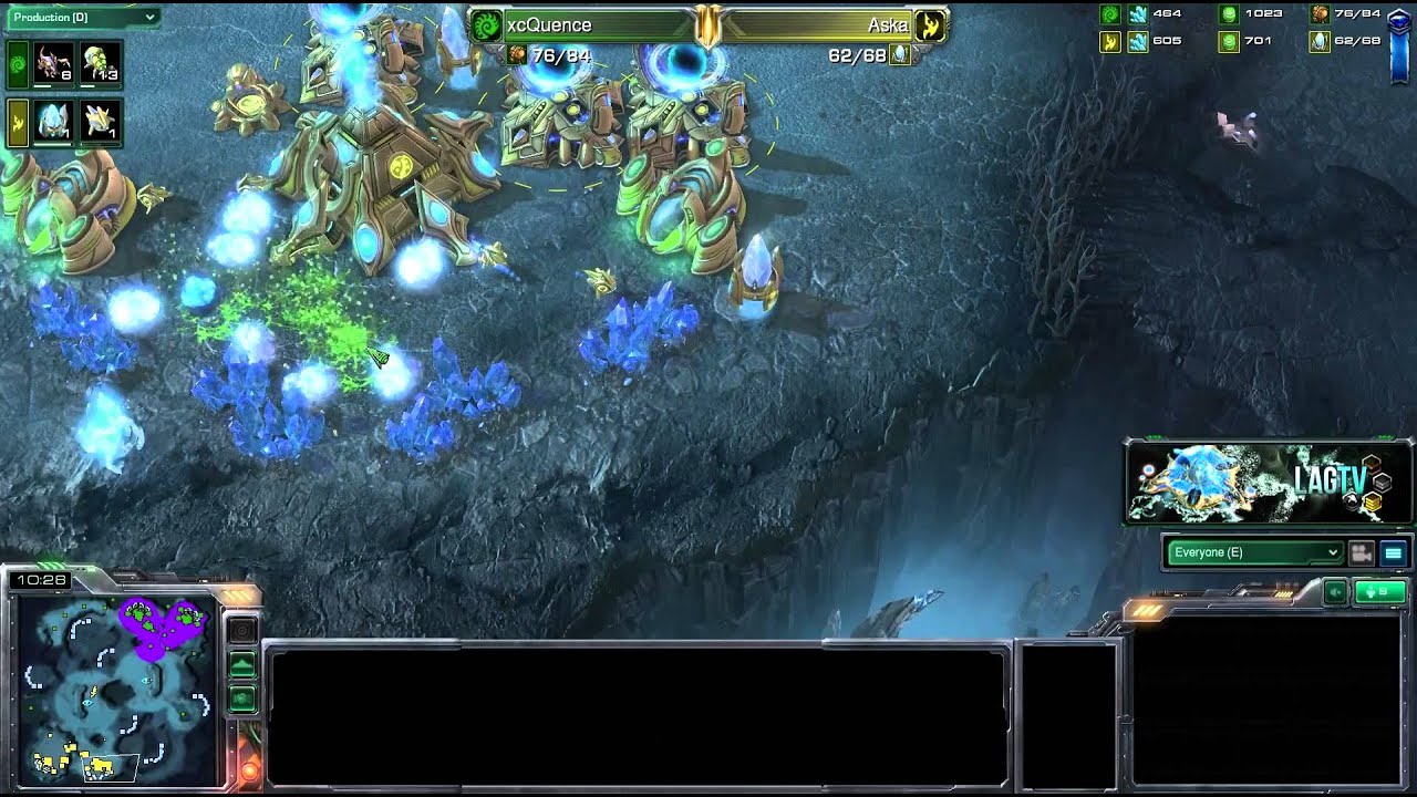 xcQuence (Z) VS Aska (P) -- Starcraft 2 [LAGTV]