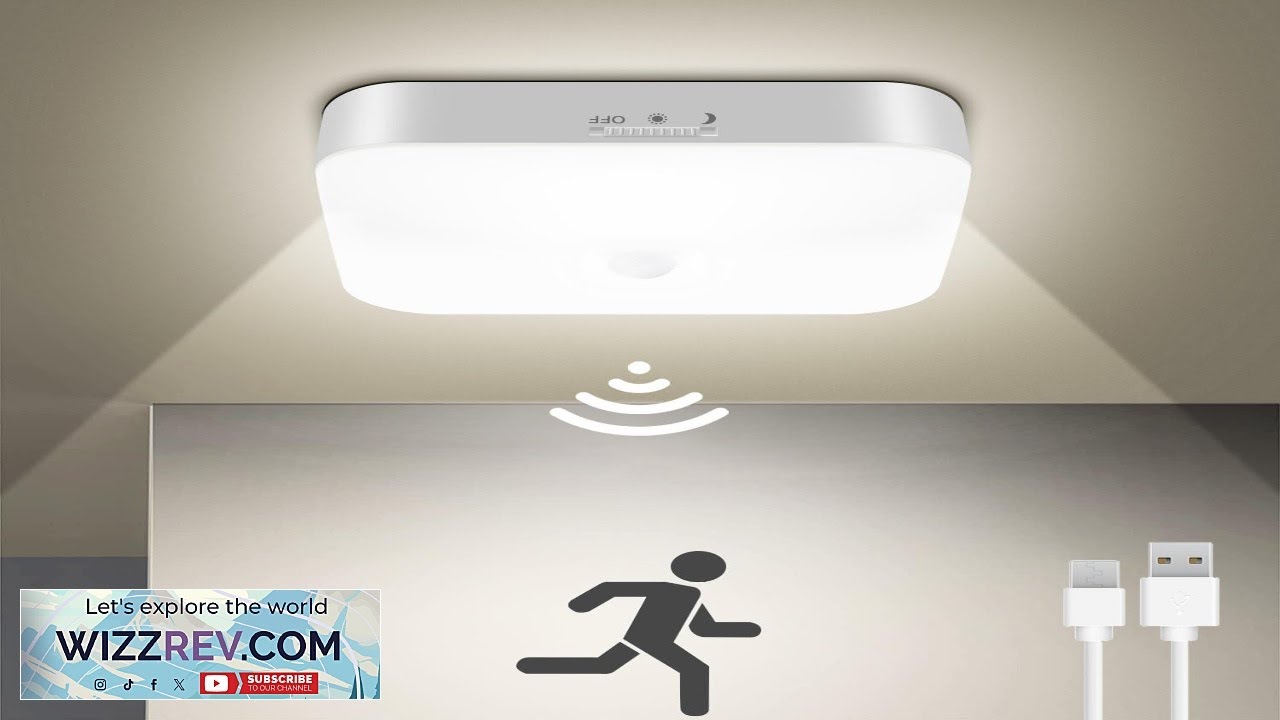 WhitePoplar Rechargeable Motion Sensor Closet Light Rechargeable Battery Operated Ceiling