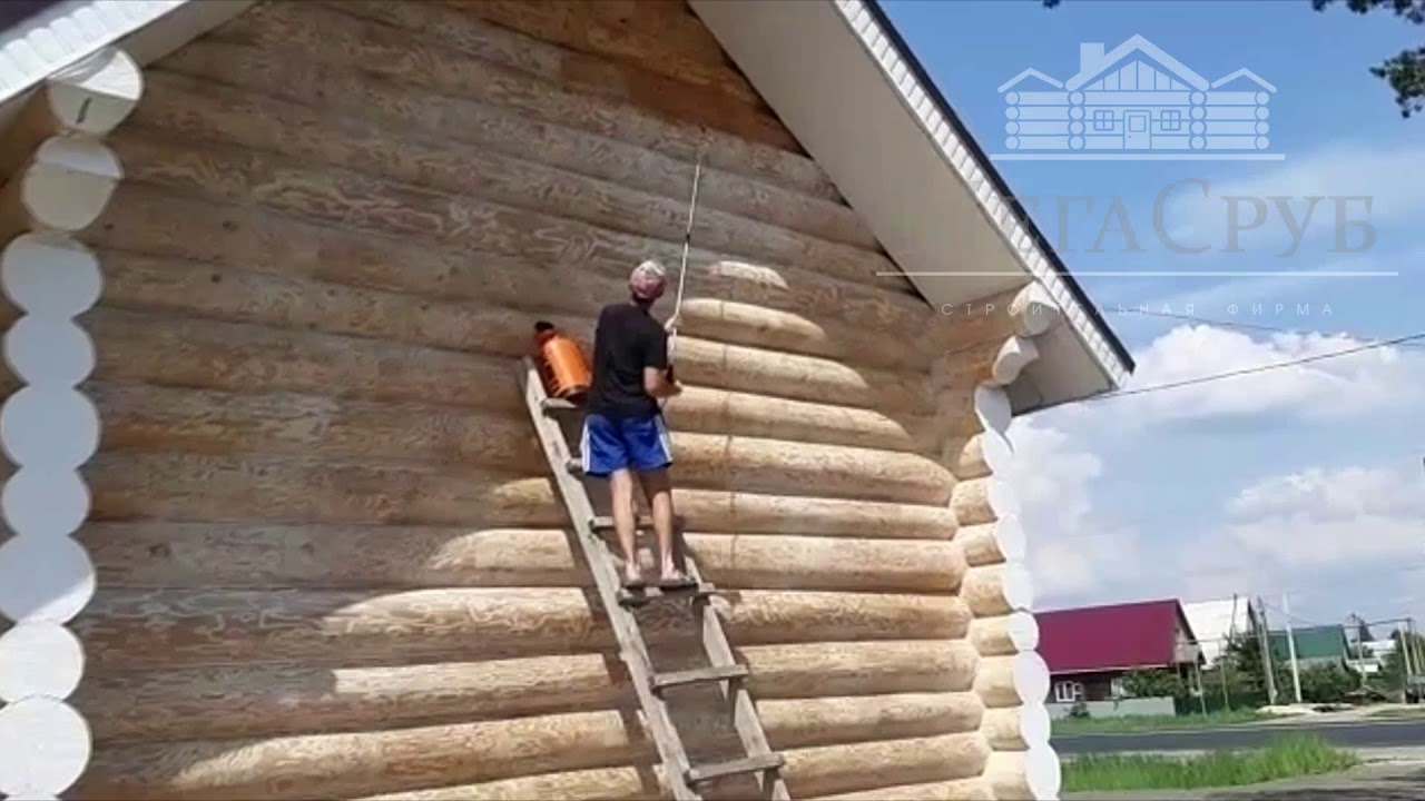 Покраска сруба