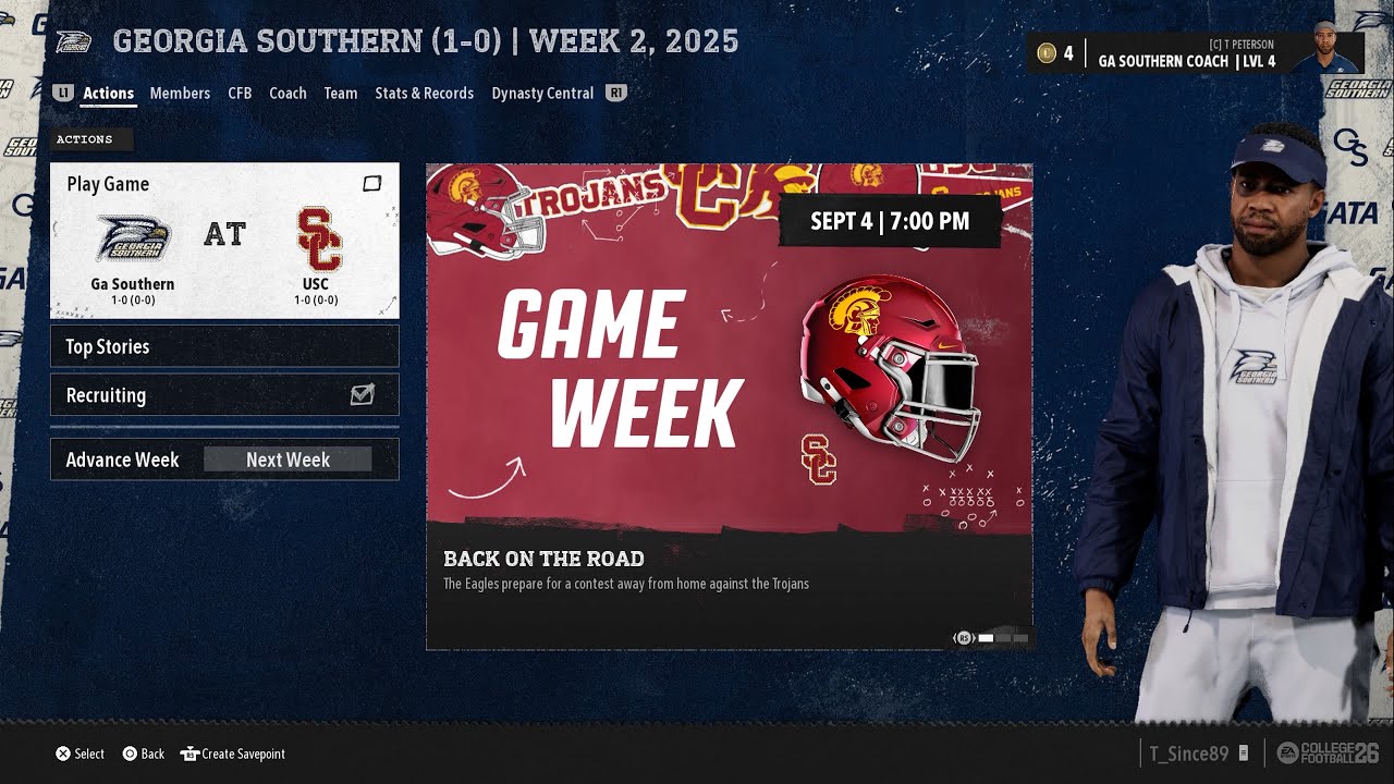 NCAA 26 Dynasty | Week 2 Road Loss | Ga. Southern falls to USC (37-17) — Rebuild Reality Check