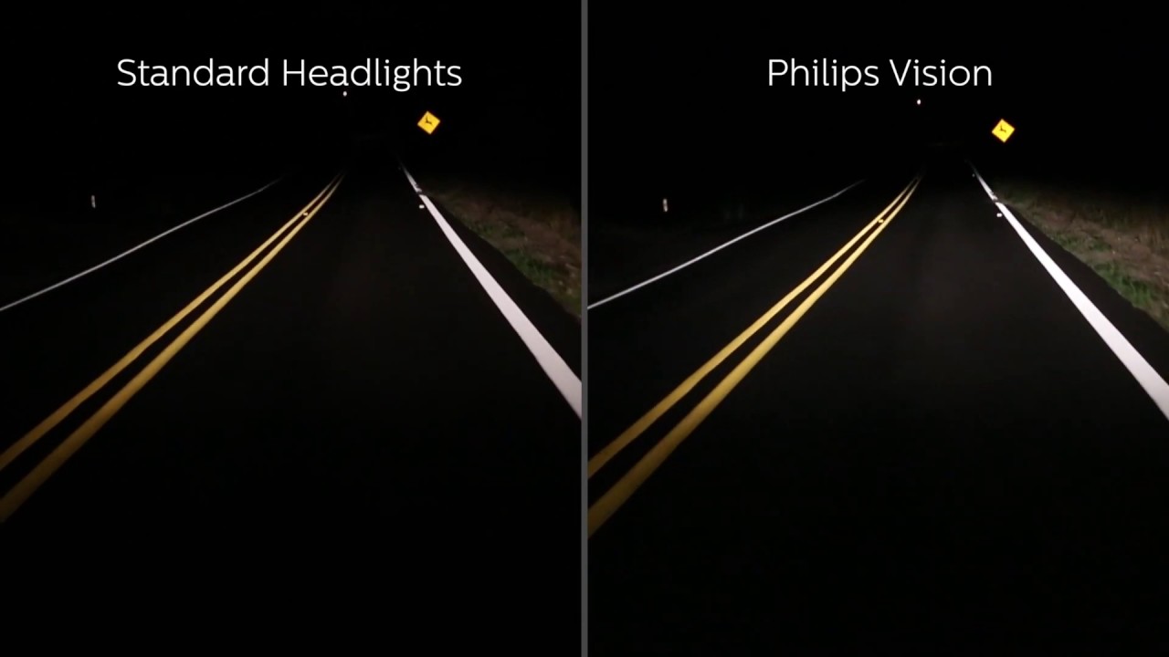 Standard vs Philips Vision Headlight Upgrade   +30% More Light