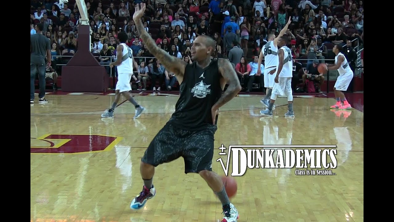 Chris Brown Gets BUCKETS + Dunks & Dancing @ Power106 Celeb Game