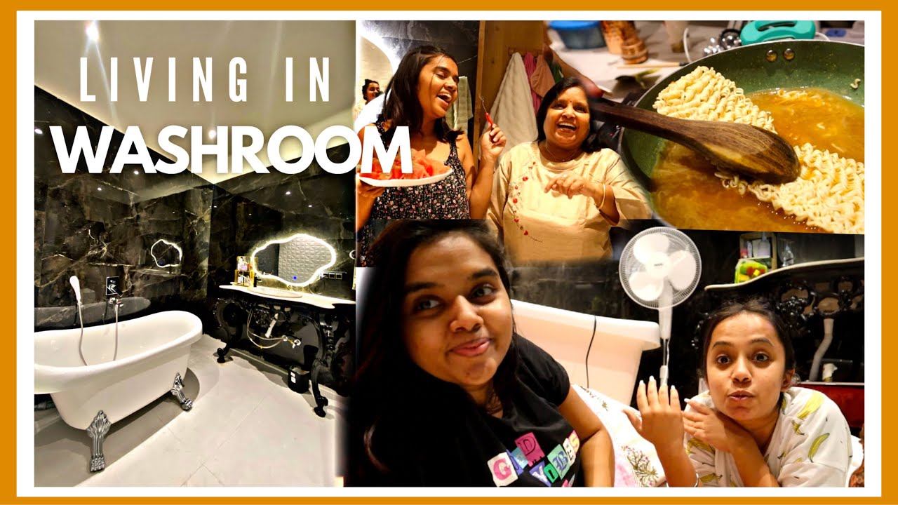Living In WASHROOM for 24hrs | Washroom Tour 😱