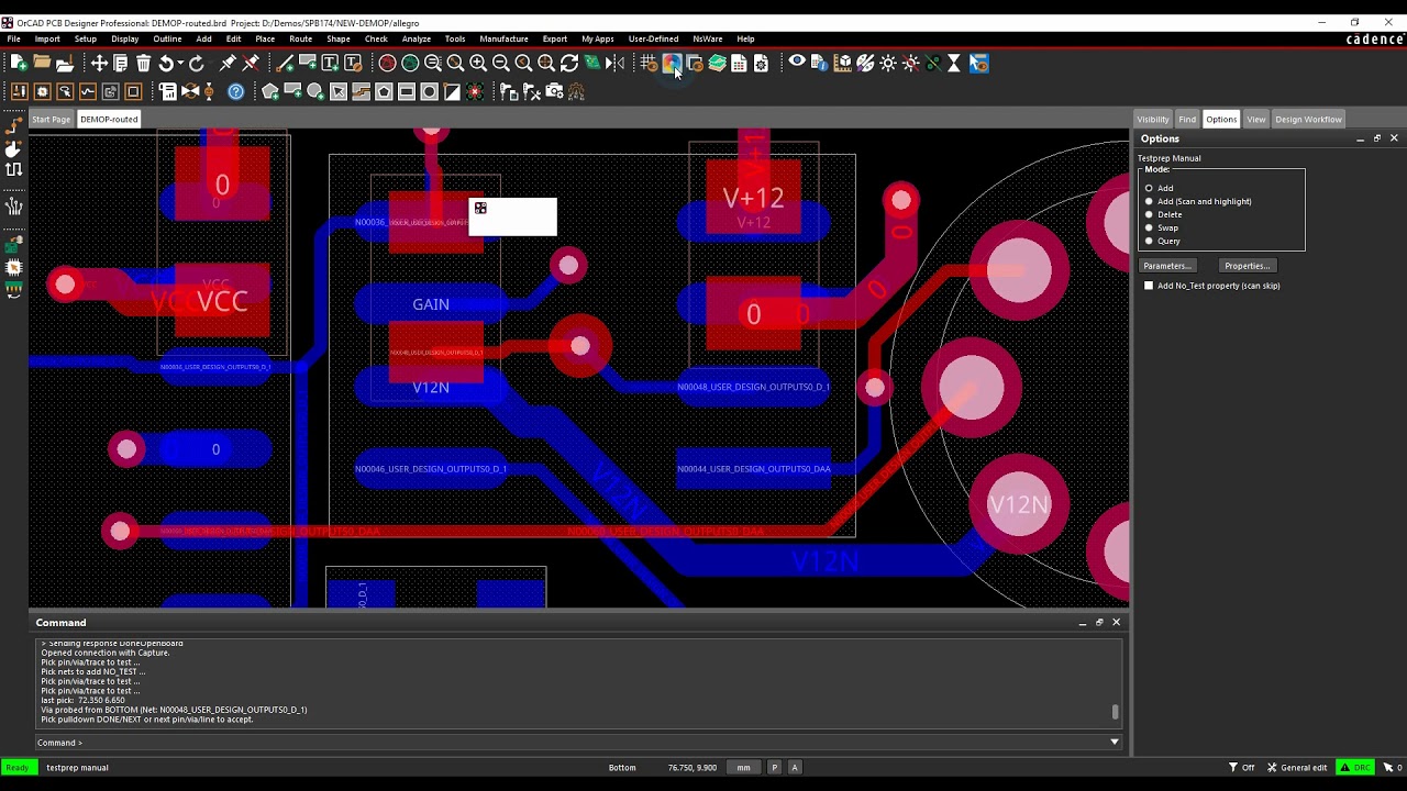 Cadence PCB Manual Design for Test DFT Test Prep
