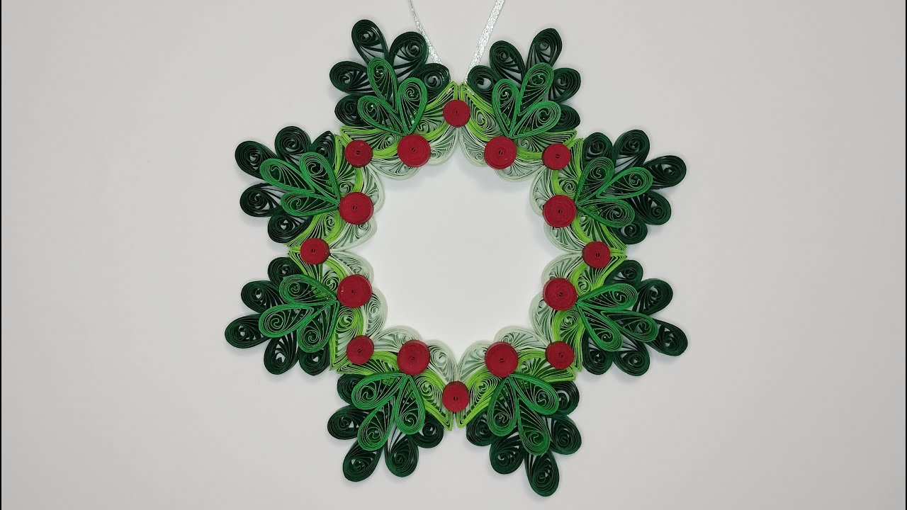 Quilling Christmas Wreath - Door decoration | Tutorial | Step by step | DIY | Paper craft