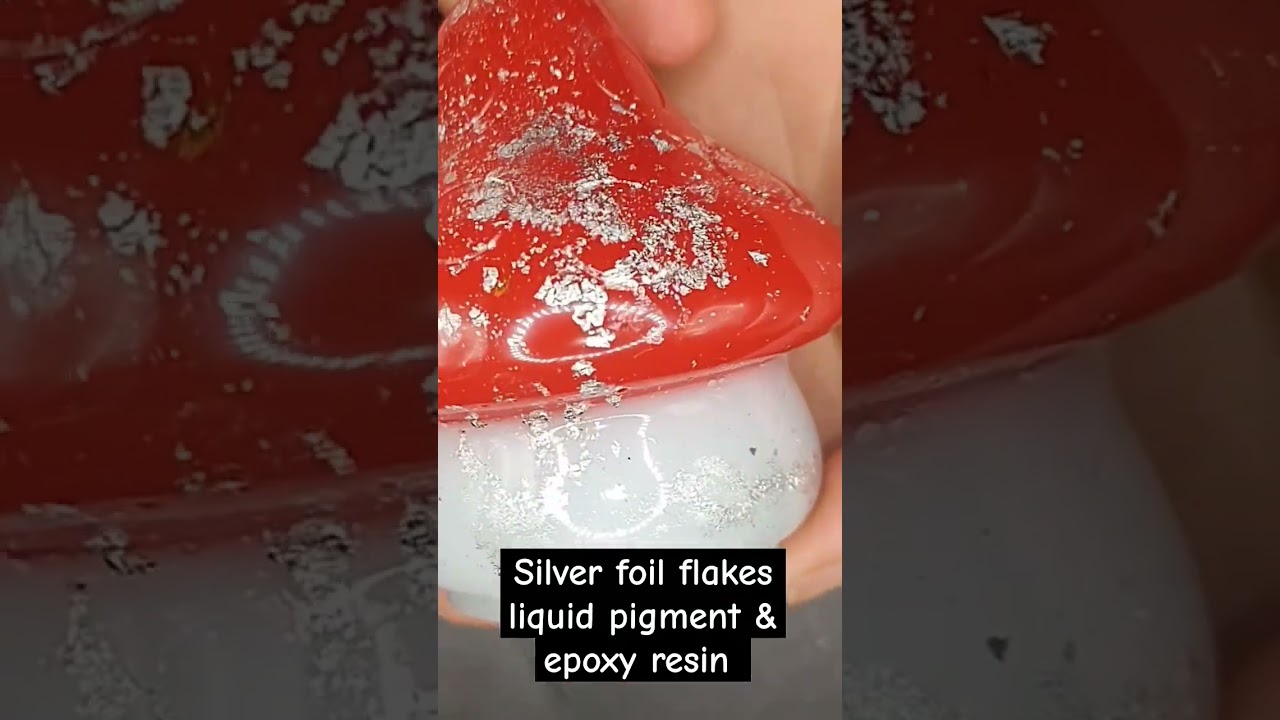 Handmade red mushroom ornament de-mold #epoxy #red  #silver #foilflakes #art #handmade